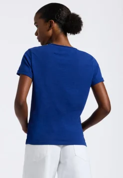 Moxie Women's Slub Knit V-Neck T-Shirt, Sodalite Blue - KT0179P