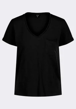 Moxie Women's Slub Knit V-Neck T-Shirt, Black - KT0179P