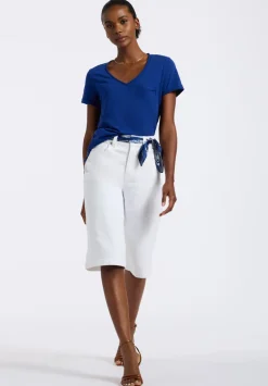 Moxie Women's Slub Knit V-Neck T-Shirt, Sodalite Blue - KT0179P