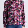 Ottilie Women's Long-Sleeved Blouse, Dark Pink Floral - WT0120F