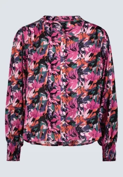 Ottilie Women's Long-Sleeved Blouse, Dark Pink Floral - WT0120F
