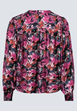 Ottilie Women's Long-Sleeved Blouse, Dark Pink Floral - WT0120F