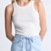Regine Women's Ribbed Tank Top, Cloud White - KT0119H