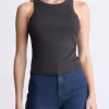 Regine Women's Ribbed Tank Top, Carbon black - KT0119H