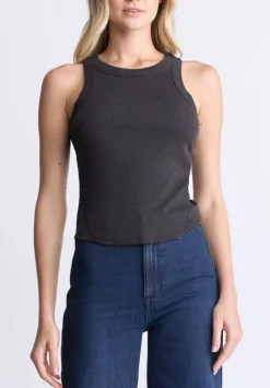 Regine Women's Ribbed Tank Top, Carbon black - KT0119H