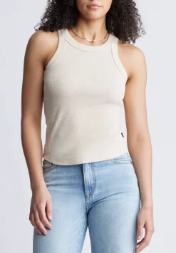 Regine Women's Ribbed Tank Top, Beige - KT0141S