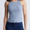 Regine Women's Ribbed Tank Top, Heather Blue - KT0141S