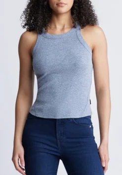 Regine Women's Ribbed Tank Top, Heather Blue - KT0141S