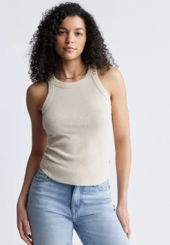 Regine Women's Ribbed Tank Top, Beige - KT0141S