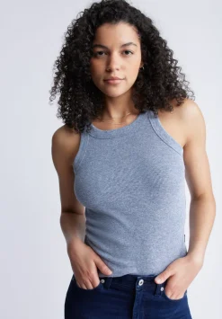 Regine Women's Ribbed Tank Top, Heather Blue - KT0141S