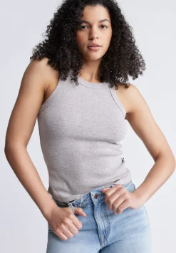 Regine Women's Ribbed Tank Top, Heather Grey - KT0141S