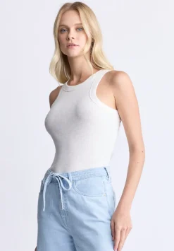 Regine Women's Ribbed Tank Top, Cloud White - KT0119H