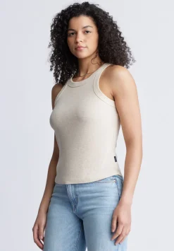 Regine Women's Ribbed Tank Top, Beige - KT0141S