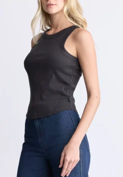 Regine Women's Ribbed Tank Top, Carbon black - KT0119H