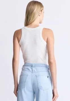 Regine Women's Ribbed Tank Top, Cloud White - KT0119H