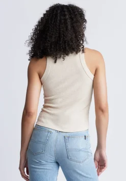 Regine Women's Ribbed Tank Top, Beige - KT0141S