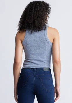 Regine Women's Ribbed Tank Top, Heather Blue - KT0141S