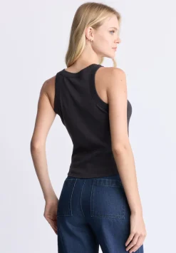Regine Women's Ribbed Tank Top, Carbon black - KT0119H