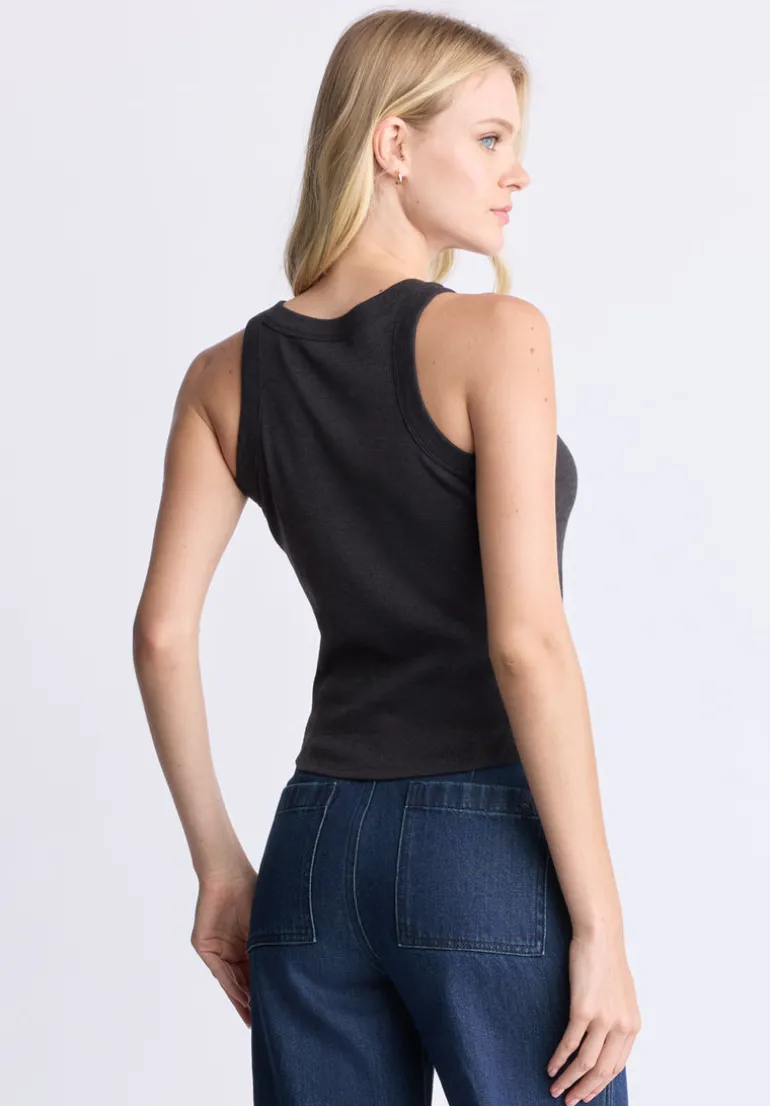 Regine Women's Ribbed Tank Top, Carbon black - KT0119H