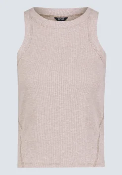 Regine Women's Ribbed Tank Top, Flax Beige - KT0119H