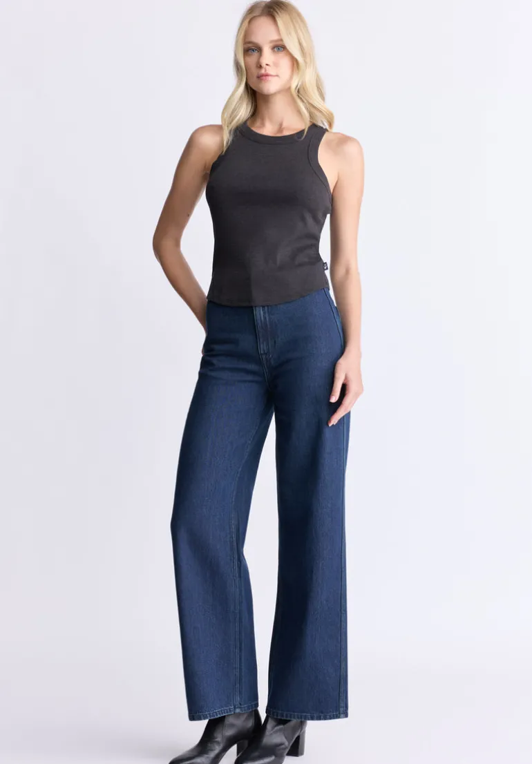 Regine Women's Ribbed Tank Top, Carbon black - KT0119H