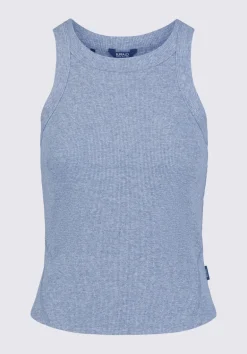 Regine Women's Ribbed Tank Top, Heather Blue - KT0141S