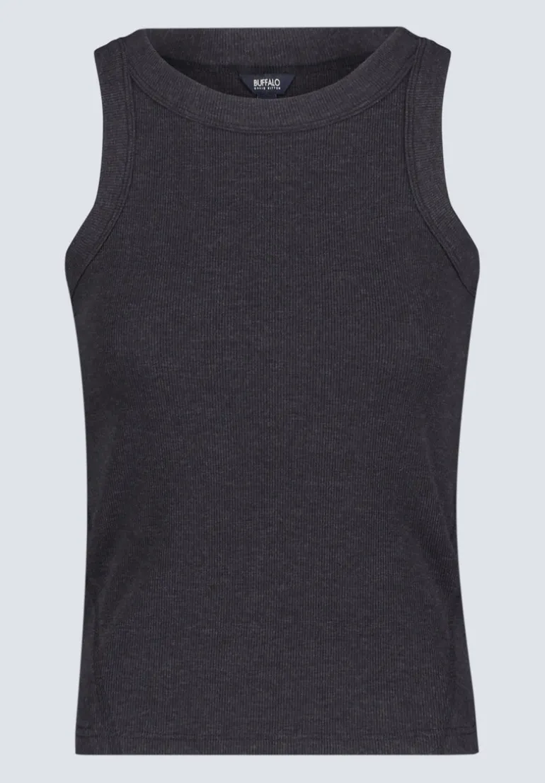 Regine Women's Ribbed Tank Top, Carbon black - KT0119H