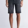Relaxed Straight Dean Men's Denim Shorts in Crinkled Black - BM22849