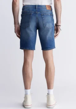 Relaxed Straight Dean Men's Denim Shorts, Contrast Whiskered - BM22953