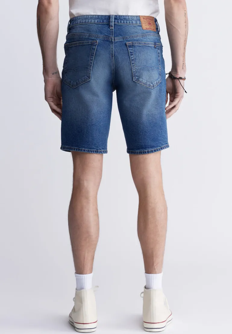 Relaxed Straight Dean Men's Denim Shorts, Contrast Whiskered - BM22953