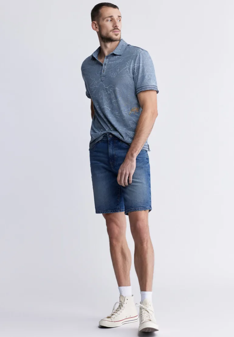 Relaxed Straight Dean Men's Denim Shorts, Contrast Whiskered - BM22953