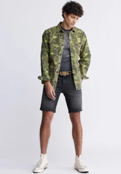 Relaxed Straight Dean Men's Freedom Flex Denim Shorts, Worked and Sanded Black - BM22965