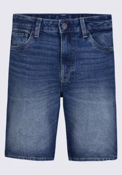 Relaxed Straight Dean Men's Denim Shorts, Contrast Whiskered - BM22953