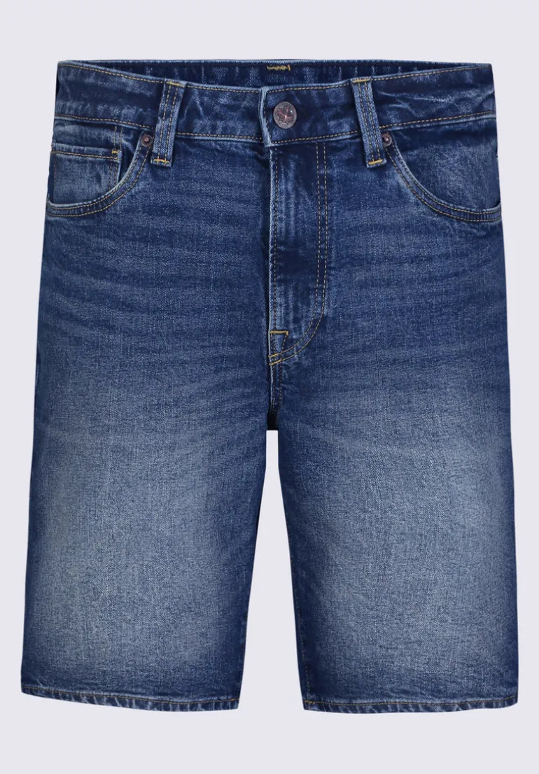 Relaxed Straight Dean Men's Denim Shorts, Contrast Whiskered - BM22953