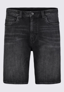 Relaxed Straight Dean Men's Denim Shorts in Crinkled Black - BM22849