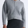 Rudie Women's Ribbed Knit Zip-Up Cardigan, Grey - SW0097H