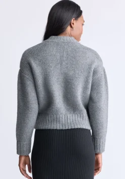 Rudie Women's Ribbed Knit Zip-Up Cardigan, Grey - SW0097H