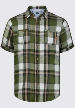 Sachino Men's Short-Sleeve Plaid Shirt in Sphagnum Green - BM24277