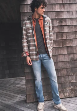 Sacket Men’s Hoodie Shacket in Grey Fern Plaid - BM24151