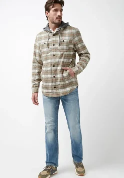 Sacket Men’s Hoodie Shacket in Grey Fern Plaid - BM24151