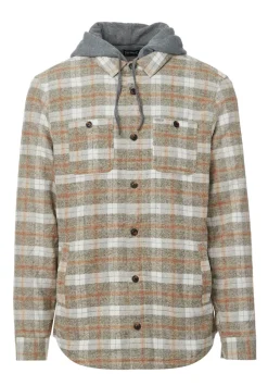 Sacket Men’s Hoodie Shacket in Grey Fern Plaid - BM24151
