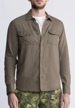 Sadaat Men's Long-Sleeve Utility Shirt in Sphagnum Green - BM24278