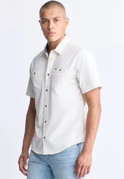 Sagrino Men's Short-Sleeve Utility Shirt, Milk - BM24501