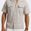 Salaman Men's Short-Sleeve Patterned Shirt with Chest Pockets, Tuffet Beige - BM24552
