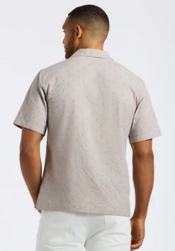 Salaman Men's Short-Sleeve Patterned Shirt with Chest Pockets, Tuffet Beige - BM24552