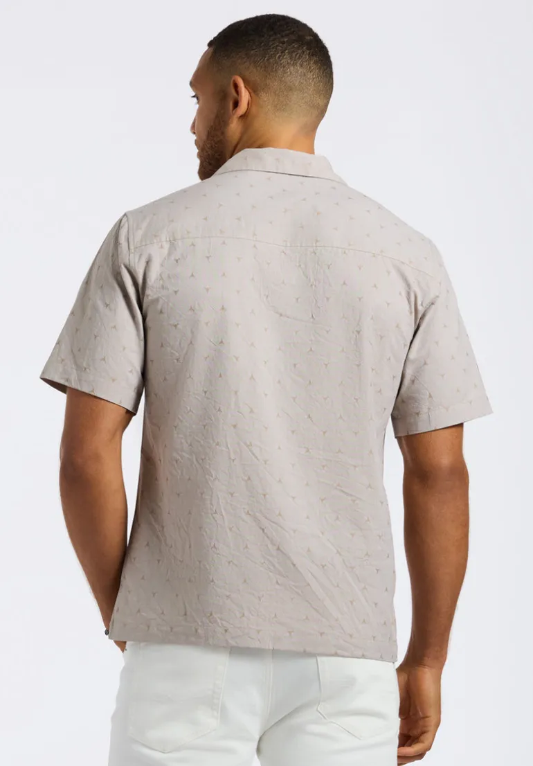 Salaman Men's Short-Sleeve Patterned Shirt with Chest Pockets, Tuffet Beige - BM24552