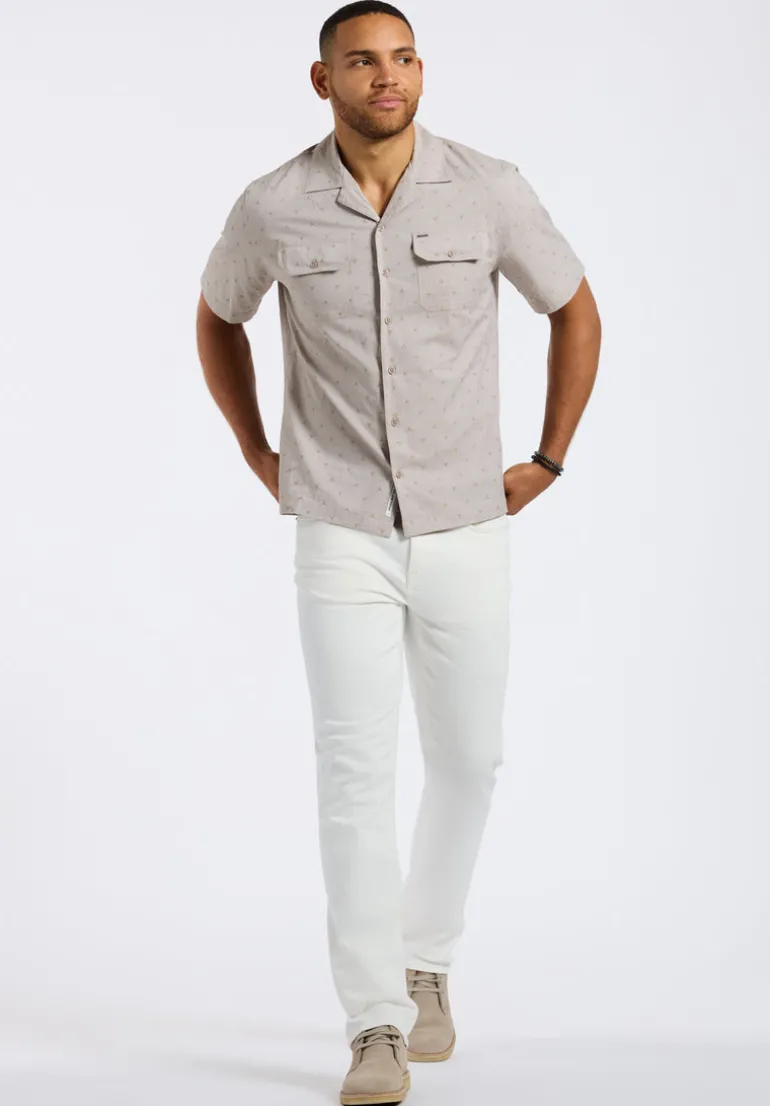 Salaman Men's Short-Sleeve Patterned Shirt with Chest Pockets, Tuffet Beige - BM24552