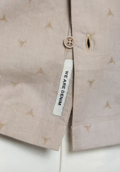 Salaman Men's Short-Sleeve Patterned Shirt with Chest Pockets, Tuffet Beige - BM24552