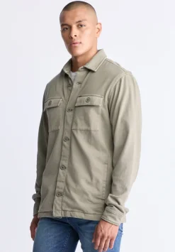 Salto Men's Utility Button-Up Shirt Jacket, Army Green - BM24497