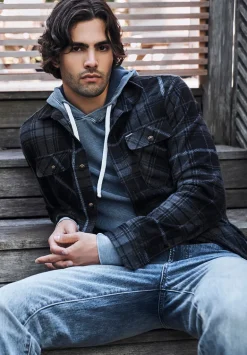 Samme Men's Blanket Shirt in Black Plaid - BM24305